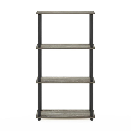 Furinno TURN-N-TUBE Storage Shelves, 4-Tier Toolless Book Shelf, Corner Shelf, Toolless Open Shelves, for Organization and Storage, Living Room, Garage, Home Office, French Oak