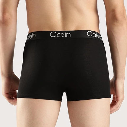 Calvin Klein Men's Ultra Soft Modern Modal 3-Pack Trunk, Black, Blue Shadow, Grey Heather, Medium