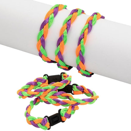Fun Express Halloween Braided Friendship Bracelets - 12 Pieces