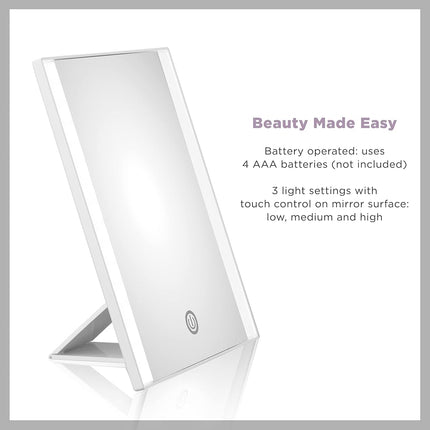 Conair Lighted Makeup Mirror, Travel Makeup Mirror, Adjustable Base, Battery Operated in Glossy White