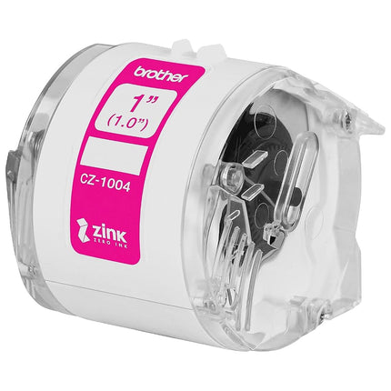 Brother Genuine CZ-1004 Continuous Length 1” (1.0”) 25 mm Wide x 16.4 ft. (5 m) Long Label Roll Featuring Zink Zero Ink Technology