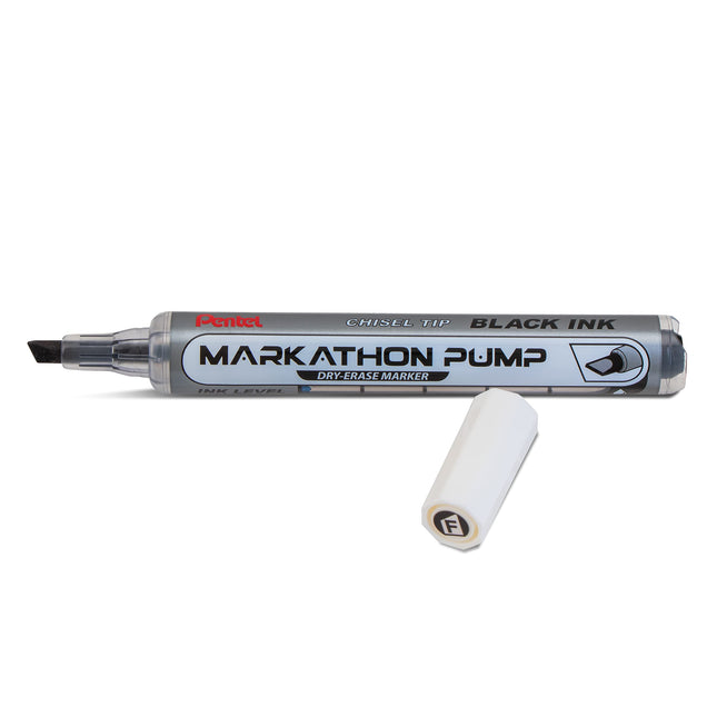 Pentel Markathon Pump Dry Erase Marker, Chisel Tip, Black Ink, 4 Pack (MWL6SXBP4A)