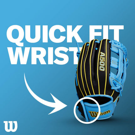 Wilson A500 11" Infield Youth Baseball Glove - Left Hand Throw, Blue/Grey/Red