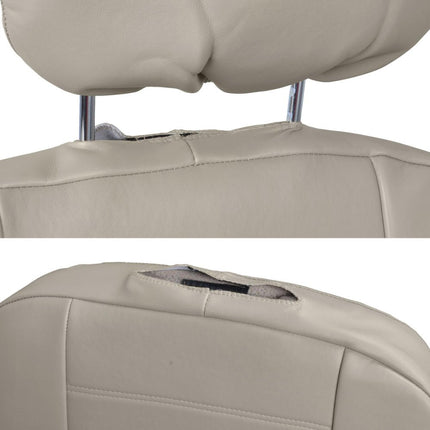 Motor Trend SC-4930-BG Beige PU Leather Seat Covers for Car and SUV Front Pair Set of 2-Leatherette Grade