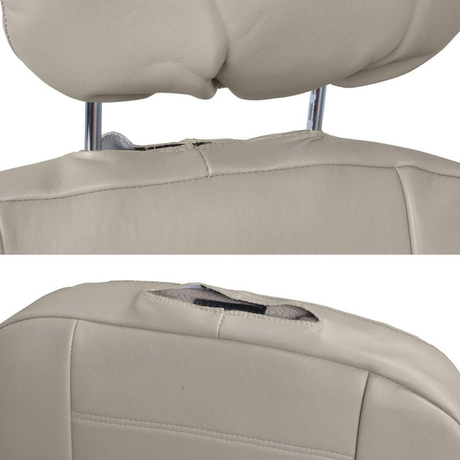 Motor Trend SC-4930-BG Beige PU Leather Seat Covers for Car and SUV Front Pair Set of 2-Leatherette Grade