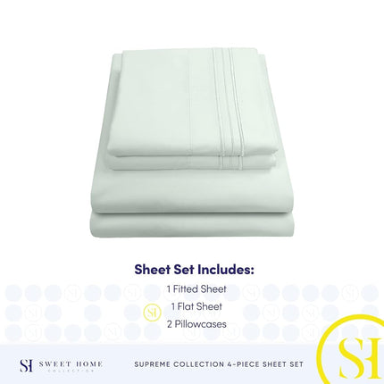 Queen Size Bed Sheets - Breathable Luxury Sheets with Full Elastic & Secure Corner Straps Built In - 1800 Supreme Collection Extra Soft Deep Pocket Bedding Set, Sheet Set, Queen, Mint