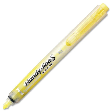Pentel Handy-Line S, Retractable Liquid Highlighter, Refillable, Chisel Tip, Yellow Ink, Box of 12
