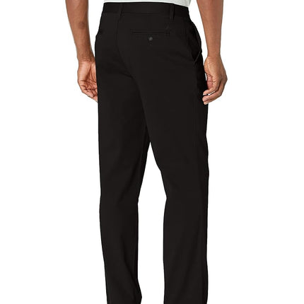 Nautica Men's Classic Fit Flat Front Stretch Solid Chino Deck Pant Business Casual, True Black, 32W x 30L