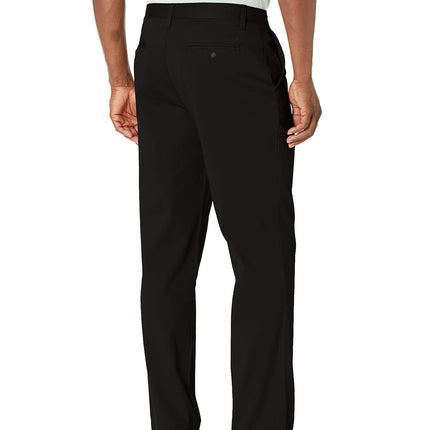 Nautica Men's Classic Fit Flat Front Stretch Solid Chino Deck Pant Business Casual, True Black, 32W x 30L