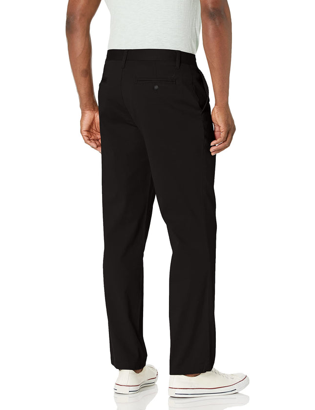 Nautica Men's Classic Fit Flat Front Stretch Solid Chino Deck Pant Business Casual, True Black, 32W x 30L