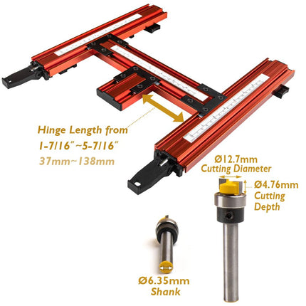 O'SKOOL Hinge Mate Accessory Installation Kit for Wooden Doors, Jambs, Latches, and Strike Plates - Jig Cuts Mortises up to 2-1/4" Wide by 5