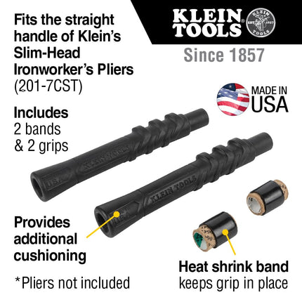 Klein Tools M200ST Plier Cushion Grip Kit with Heat Shrink Bands, Made in USA, use with Klein Slim-Head Ironworker's Pliers Cat No. 201-7CST, 2-Pack