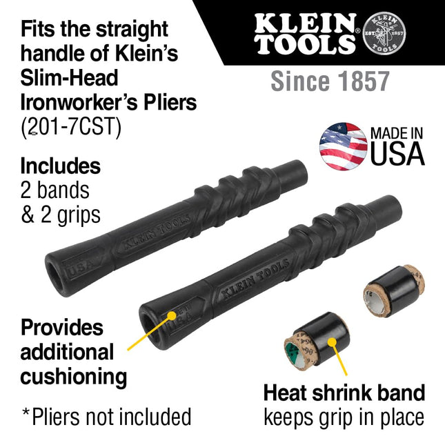 Klein Tools M200ST Plier Cushion Grip Kit with Heat Shrink Bands, Made in USA, use with Klein Slim-Head Ironworker's Pliers Cat No. 201-7CST, 2-Pack