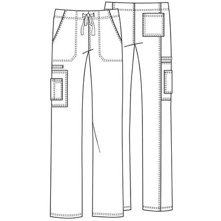 Cherokee Men & Women Scrubs Pant Workwear Core Stretch Drawstring Cargo 4043, Black, X-Large