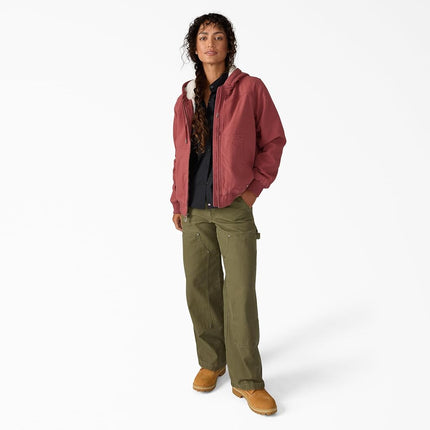 Dickies Women's Fleece Lined Duck Canvas Jacket, Red, S