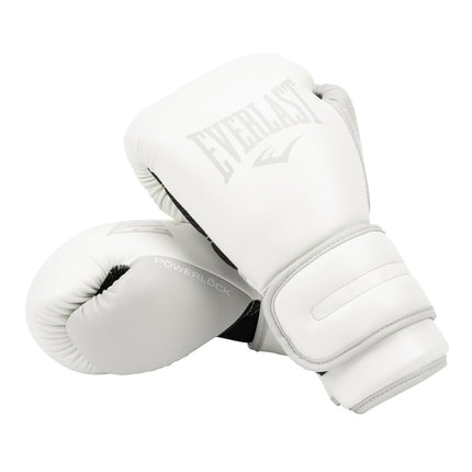 Everlast Powerlock 2R 12oz Boxing Gloves, White/White Boxing Gloves for Bags, Mitt Work & Sparring, Advanced Turnback Wrist Support, Quad Layered Foam Inner & Ergonomic Grip - Authentic Everlast Gear