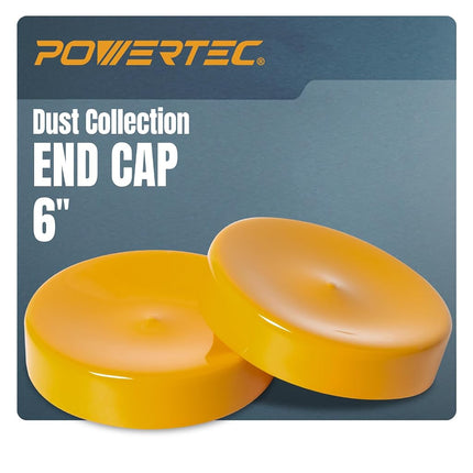 Bouchon d'extrémité POWERTEC de 6 po de diamètre intérieur pour tuyaux de 6 po de diamètre extérieur, couvercle de tuyau en plastique pour systèmes de dépoussiérage de menuiserie, paquet de 2 (70453-P2)
