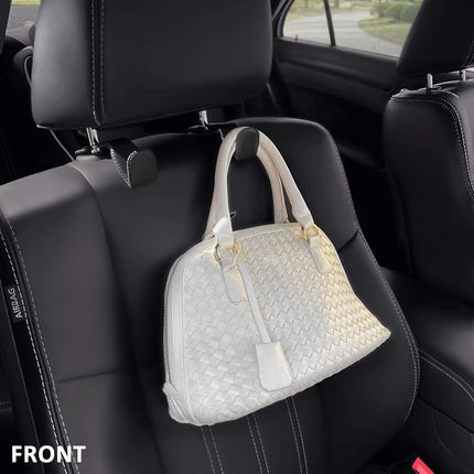 Headrest Hooks for Car, Back Seat Organizer Gray Leather Hanger Holder Hook, for Hanging Purses and Bags and Coats, Pack of 2