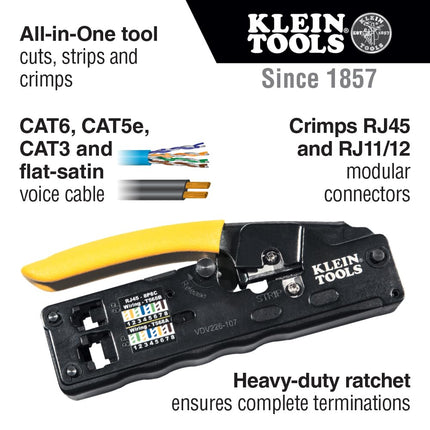 Super Rod VDV226-107 Compact Ratcheting Modular Crimper, Multi-Colour
