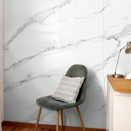 22pcs Thick Marble Peel and Stick Waterproof Wall Panels,Heat-Resistant Backsplash Tile, 23.6"x11.8" PVC Foam Wall Sticker for Kitchen,Living Rooms,TV Walls,White Gray (Not Real Tile 42.6Sq. Ft.)
