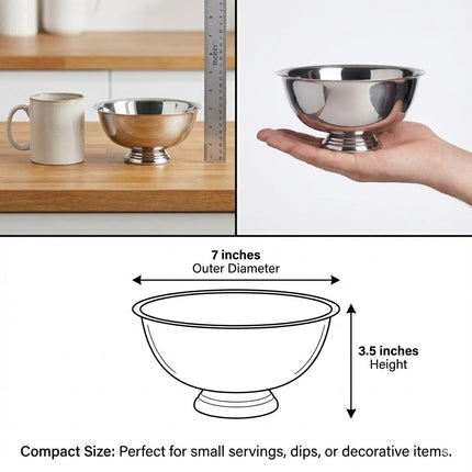Elegance Stainless Steel Revere Bowl, 7",Silver, 1 Count (Pack of 1)