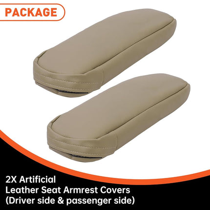 ECOTRIC Funda para reposabrazos de asiento de cuero sintético, color moca claro, compatible con Ford Bronco Eddie Bauer, XLT, XLT Sport, Nite Edition, 4X4, 2WD, modelos 1992-1996, lado del conductor y del pasajero