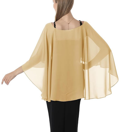 Chemisettes Hotshawl pour femmes, étoles et châles en mousseline de soie pour robe de soirée, capes de mariage, cache-épaules, Or, Taille unique