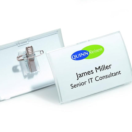 Durable Click Fold Name Badge with Combi Clip Box 25, Clear, (821419)
