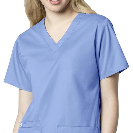 WonderWink Women's Plus-Size Wonderwork V-Neck Scrub Top, Ceil Blue, 3X-Large
