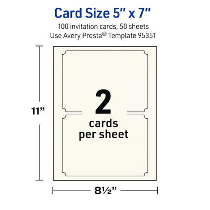 Avery Printable Rectangle Cards with Scalloped Edges, 5" x 7", Matte Ivory Cardstock, Laser & Inkjet Printable, 100 Total, Great for Invitations, Thank You Messages, and More