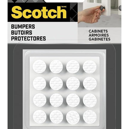 Scotch White Adhesive Bumper Pads 40 PCS, Self-Stick Rubber Pads 3/8" Round, Cabinet Door Rubber Bumpers, Designed to Protect Cabinets and Drawers, Sound Dampening, White (BP959-40NA)