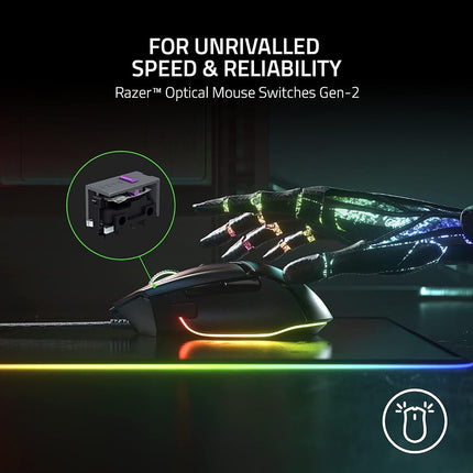 Razer Basilisk V3 - Wired Customisable Gaming Mouse (10+1 Programmable Buttons, HyperScroll Tilt Wheel, 11 Chroma RGB Lighting Zones, Optical Mouse Switches, Focus+ 26K DPI Optical Sensor) Black