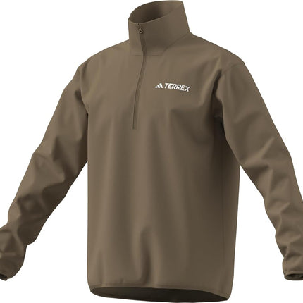 adidas Men's Terrex Multi Essentials Half Zip Fleece Jacket, cardboard, S