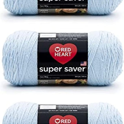 Red Heart Super Saver Pack of 3 - Light Blue - 7oz/198g - Acrylic - 4 Medium (Worsted) - 364 Yards - Knitting, Crocheting, Crafts & Amigurumi
