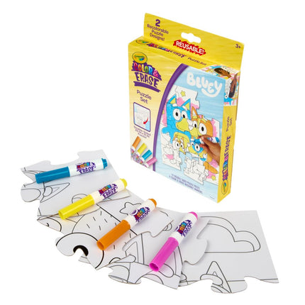 Set de rompecabezas Bluey de Crayola Color & Erase, 12 piezas de rompecabezas para colorear, reutilizable, rompecabezas de doble cara para niños, regalo de Bluey para niños, 3+