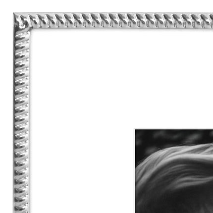 Americanflat 8x10 Picture Frame with Rope-Style Detailing and Shatter-Resistant Glass - Use as 5x7 Frame with Mat or Display 8x10 Photo Without Mat - Metal Picture Frames for Tabletop or Wall - Silver