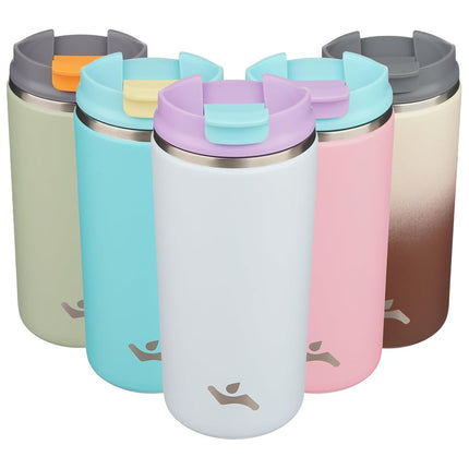 Konokyo Tumbler with Lid, 12 oz Travel Coffee Mug Double Wall Vacuum Stainless Steel Thermal Metal Cup Insulated Water Bottle,Haze Ash