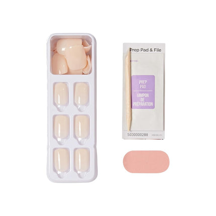 imPRESS KISS Color Gel Nail Kit, Point Pink, with PureFit Technology, Polish-Free Colour Mani, Includes Prep Pad, Mini File, Cuticle Stick, and 30 Fake Nails