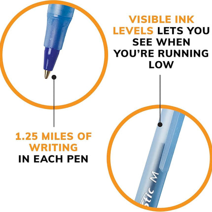 BIC Round Stic Xtra Life Bulk Pens Ballpoint - Pack of 300 Blue Ink Pens - Medium point 1.0 mm