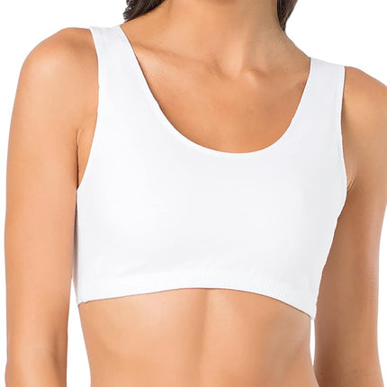 Fruit of the Loom Women's Spaghetti Strap Cotton Pull Over 3 Pack Sports Bra in Fashion Colors, Mint Chip/White/Grey Heather, 32