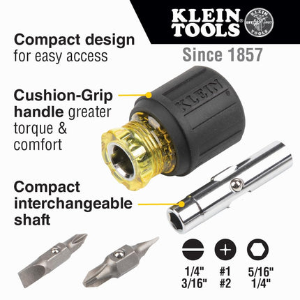 Juego de destornilladores Klein Tools 80027, destornillador de puntas múltiples 11 en 1, destornillador stubby 6 en 1, puntas Phillips, ranuradas, cuadradas, Torx, 2 piezas