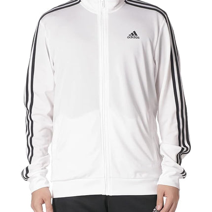 adidas Men's Standard Essentials Warm-Up 3-Stripes Track Top, White/Black, X-Small