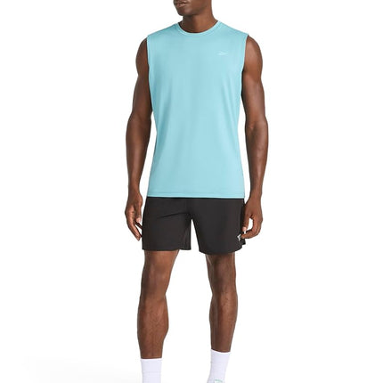 Reebok Apparel Men's Gains Muscle Performance Crewneck Tank Top, Reef Waters Heather, Medium