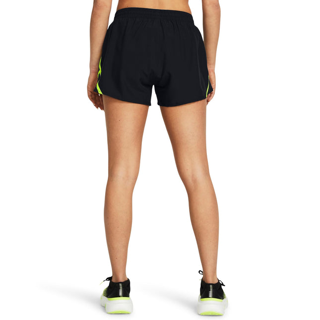 Under Armour Fly by Women's Shorts, (003) Black/Warning Yellow/Reflecting, S