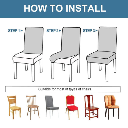 Genina 100% Waterproof Dining Chair Covers, Stretch Jacquard Chair Covers for Kitchen Parsons Chairs, Washable Chair Protectors for Dining Room Set of 6, Leaves-Warm Gray