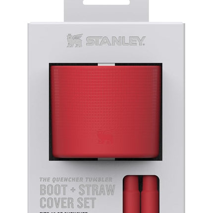Stanley Quencher Boot and Straw Cover Cap | Anti-Slip Silicone Protector for 40 oz Tumbler with Handle | Accessory Set for Stainless Steel Drinking Cup | BPA-Free | Chili Red