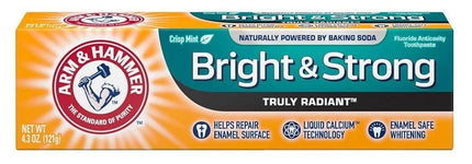 ARM & HAMMER Truly Radiant Bright & Strong Fluoride Anticavity Toothpaste Fresh Mint 4.3 oz (Packs of 4)