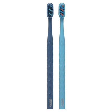 Oral-B Brilliance Premium Whitening Toothbrush with Plaque Eraser, Medium, Sky Blue and Gray, 2 Count