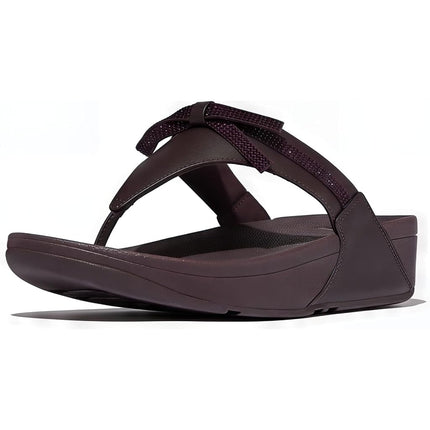 FitFlop Women's Lulu Glitz-Bow Leather Toe-Post Sa