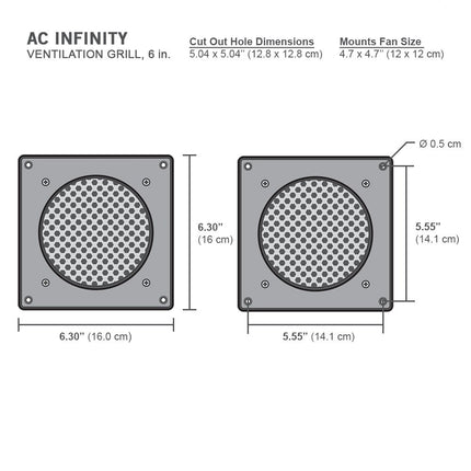 AC Infinity Ventilation Grille, for PC Computer AV Electronic Cabinets, Also mounts one 120mm Fan